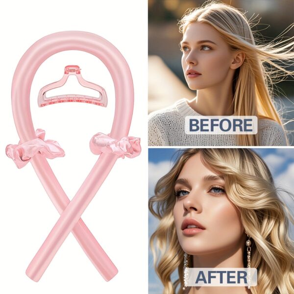 Minimalist Fabric Hair Curler with Bow Detail - Solid Color, Single Piece, Ideal for Christmas Festival Hairstyling Accessory, Christmas Hair Styling Tool|Elegant Accessory|Fabric Constructio - Image 2