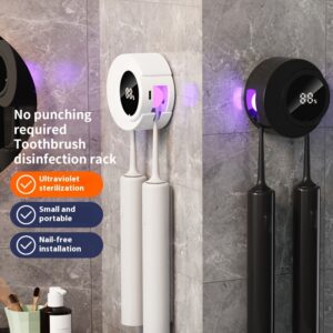 1pc Wall-Mounted Smart Toothbrush Sanitizer, Durable Plastic, USB Rechargeable Lithium Battery, Modern Bathroom Organizer & Home Decor, Multi-Color Options, Hygienic Storage Solution, Bathroom Organizers And Storag
