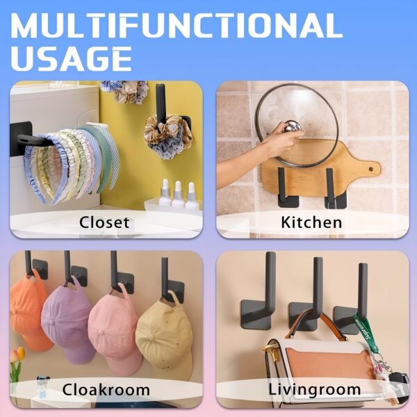 1pc/2pcs/3pcs/4pcs Punch-free Hat Storage Hook, Hanging Plastic Hook for Keys, Hat, Towels, Self-Adhesive Hook for Sundries, Household Space Saving Storage Organizer for Entryway, Hallway, Bathroom, Bedroom, Home, Dorm - Image 8