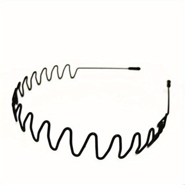 Non-Slip Elastic Black Wavy Metal Headband - Hair Band for Outdoor Sports & Fashion Accessory, Men's Spring Hair Clip - Image 7