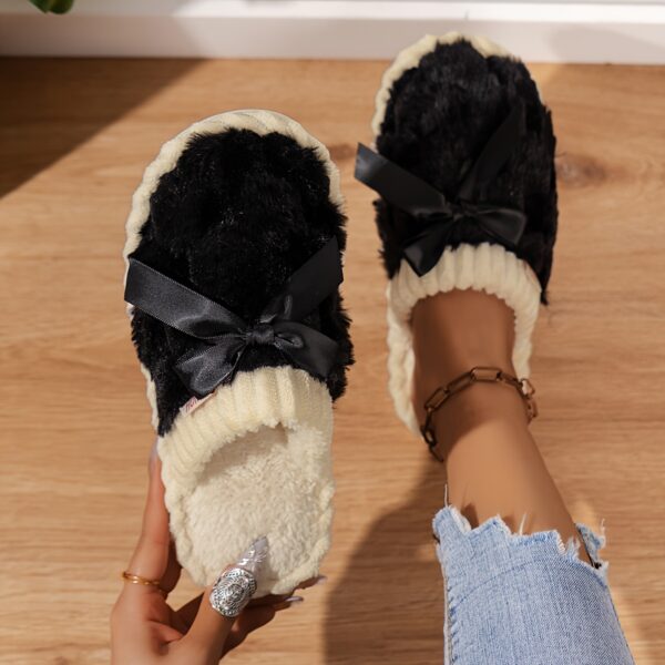 Cozy & Chic Women's Winter Plush Slippers - Soft, Warm Indoor Comfort with Non-Slip PVC Sole, Cream Cuff Detail, Hand Washable - Perfect for Home Relaxation - Image 28
