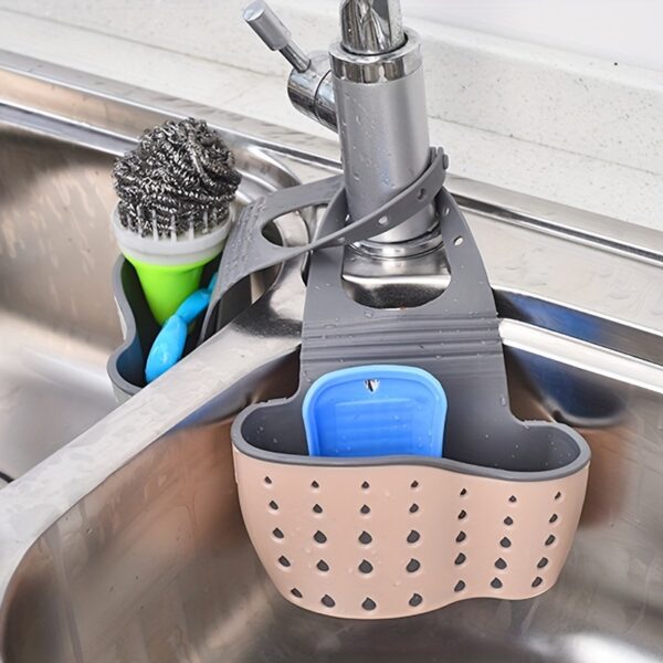 1 Pc Multifunctional Sink Sponge Rack With Adjustable Shoulder Strap - Hanging Bag, Organize And Drain Your Sponge With Ease - Perfect For Kitchen And Bathroom - Kitchen Supplies - Image 5
