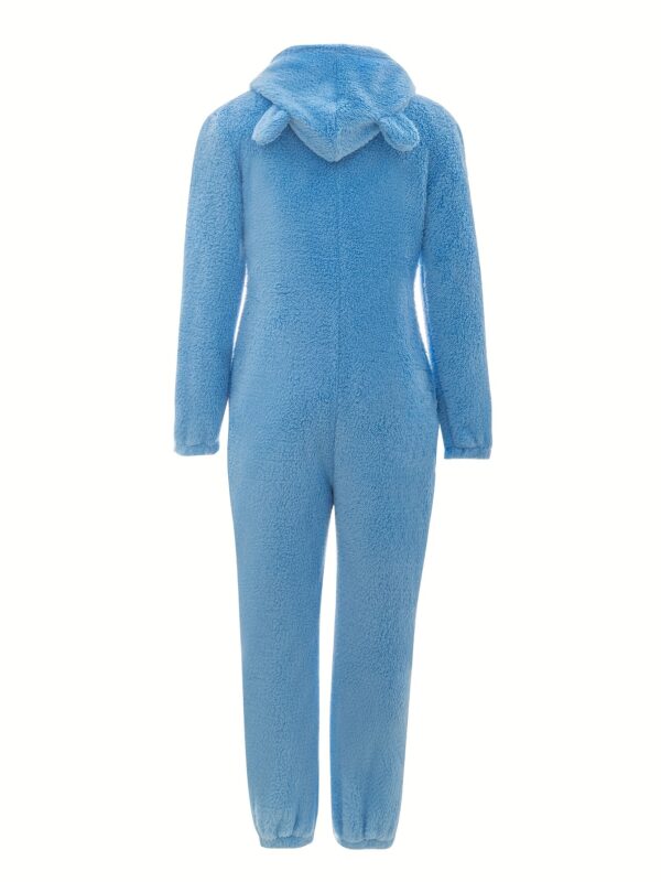 Fuzzy Hooded Pajama Jumpsuit For Music Festival, Comfy & Cute Long Sleeve Zipper Pajamas, Women's Lingerie & Sleepwear - Image 27