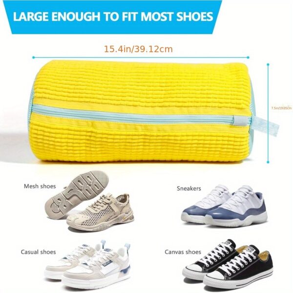 Yellow Shoe Washing Machine Bag for Washer & Dryer - Durable Polyester Laundry Bag with Zipper Closure, Soft Chenille Lining & Fluffy Padding to Protect Sneakers, Tennis Shoes, Casual Footwear, Laundry Bags - Image 5