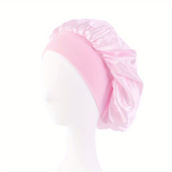 Elastic Band Cap For Brimmed Night Hat Bath Cap Extra Large Satin Silky Bonnet - Image 20