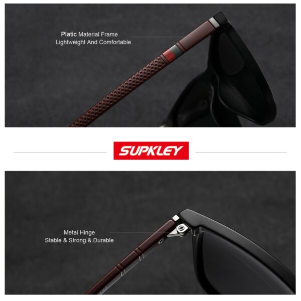 SUPKLEY Men'S Sports Sunglasses with Polarization, Lightweight Square Design, Comfortable Fit, Eyewear Accessory Comes with Original Packaging - Image 4