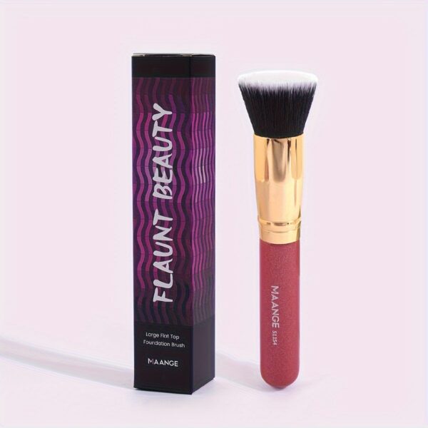 MAANGE Flawless Foundation Brush - Large Flat Top, Ultra-Soft Nylon Bristles for Seamless, Quick Application - Fragrance-Free, Ideal for All Skin Types - Black Handle, MAANGE - Image 5