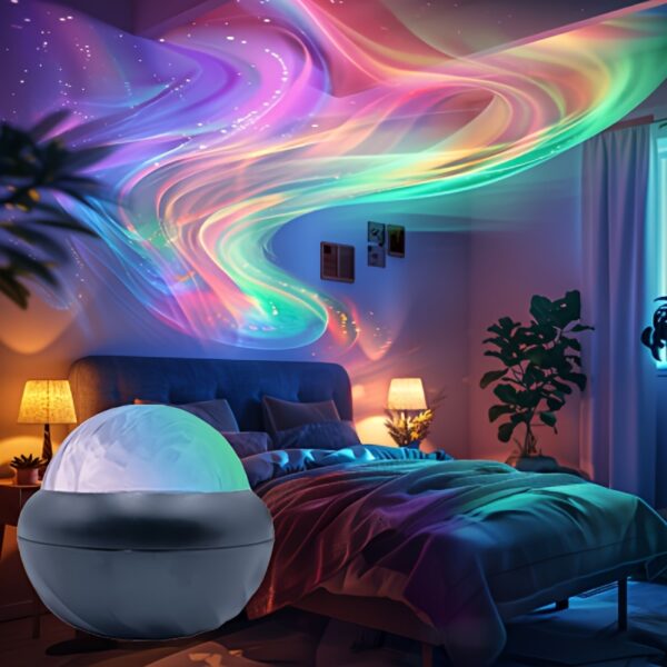 1pc USB-Powered LED Rainbow Light Projector - 360° Rotating Colorful Ambiance Lamp, Resin Material, Non-Rechargeable Button Battery, Ideal for Bedroom & Living Room Decoration, Unique Gift Idea - Image 5