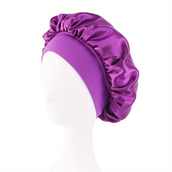 Elastic Band Cap For Brimmed Night Hat Bath Cap Extra Large Satin Silky Bonnet - Image 11