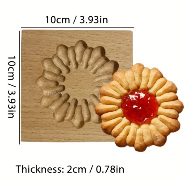Cippes Wooden Cookie Cutter Mold, 3D Heart Daisy Snow Patterns, DIY Biscuit Stamp for Pastry, Embossing Craft Decorating Baking Tool, Ideal for Thanksgiving, Christmas, Valentine'S Day, Mother'S Day - Image 7