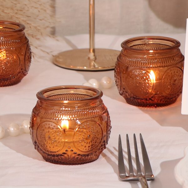 Glass Tea Light Candle Holders, Polished Finish, Flower Theme, Tabletop Mount, Versatile for Wedding, Shower, Party Decoration, Ideal for Christmas, Halloween, Easter, Thanksgiving, Valentine'S Day - Image 2