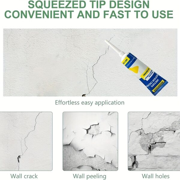 Wall Repair Paste Wall Repair Kit, with Scraper, Quickly and Easily Repairs Home Walls, Plaster Dents and Wood Scratches, Wall Patching Paste Surface Repair Paste White Putty Nail Eye Repair, Suitable for Home Wall Repair - Image 5