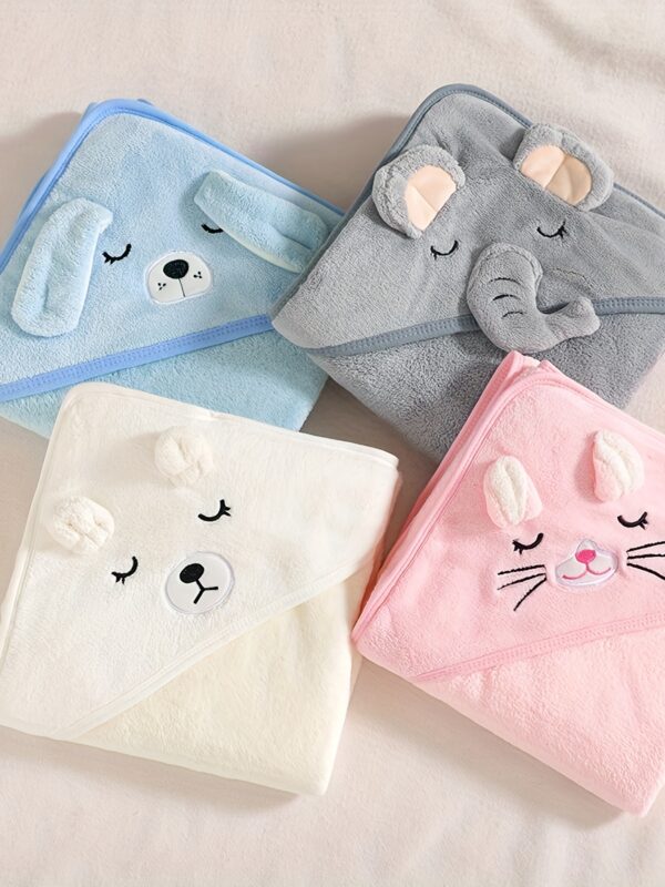Super Absorbent Microfiber Baby Bathrobe - Adorable Elephant Hooded Towel with Matching Hat, Soft & Cozy for Boys and Girls 0-2 Years, Cartoon Design, Machine Washable, Baby Bath Accessories - Image 7