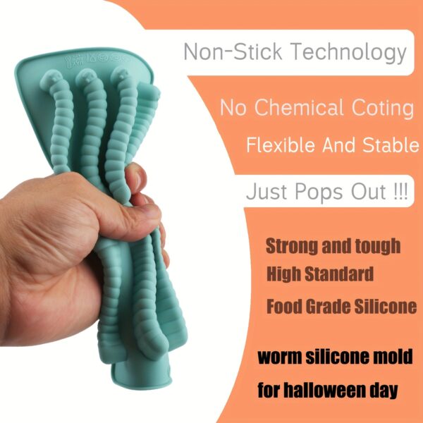 Vibrant Silicone Worm Mold - Non-Stick, Easy Release, BPA-Free, Perfect for Halloween Decorations, Cake Making, Gelatin, Gummies, Chocolate Crafting, and Creative Food Presentation - Image 10