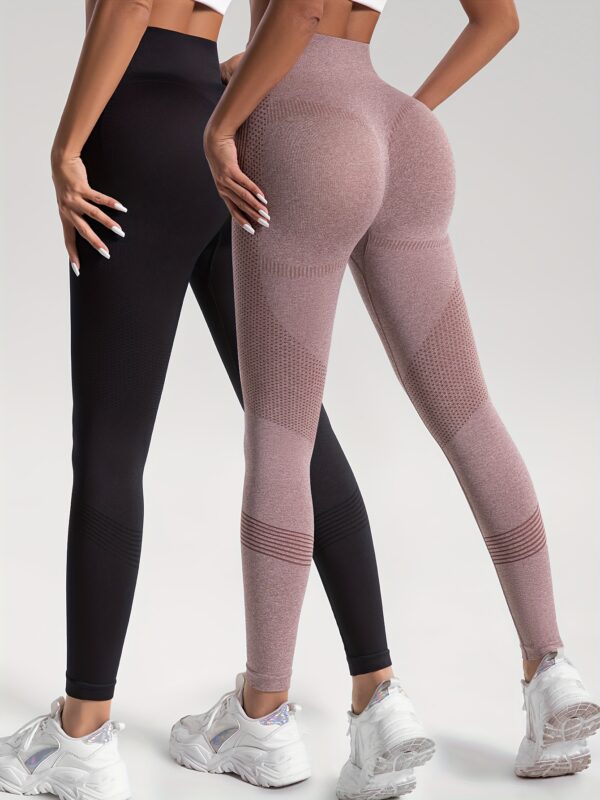 2pcs Solid Color High-Stretch Fitness Yoga Sports Leggings, Soft Breathable Yoga Tight Pants, Women's Activewear - Image 75