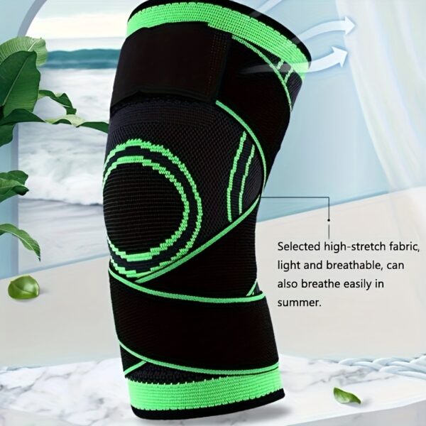 1pc protective sports knee pads, double strap large size design, Light Beige friendly quick drying elastic knitted fabric, running, mountaineering, basketball protection, sports protection preferred, necessary for sports fitness, daily use - Image 33