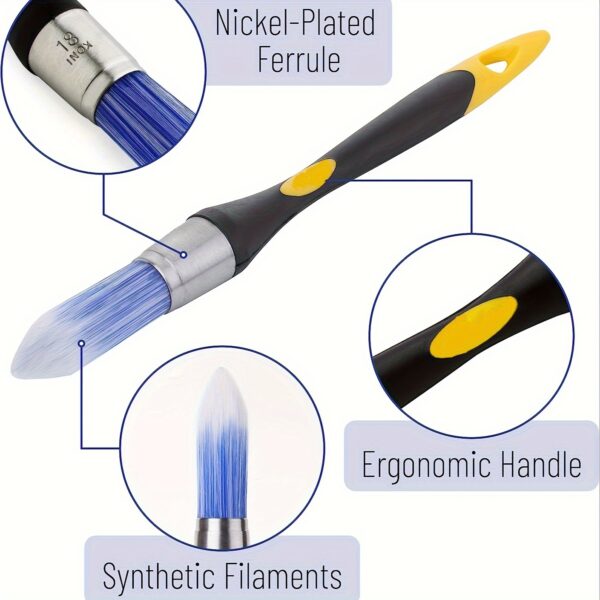 Easy-to-Clean Paint Edge Brush, 1.91 cm Precision Trimming Tool with Durable Plastic Handle and Synthetic Bristles for Smooth Edges and Cleaning - Image 3