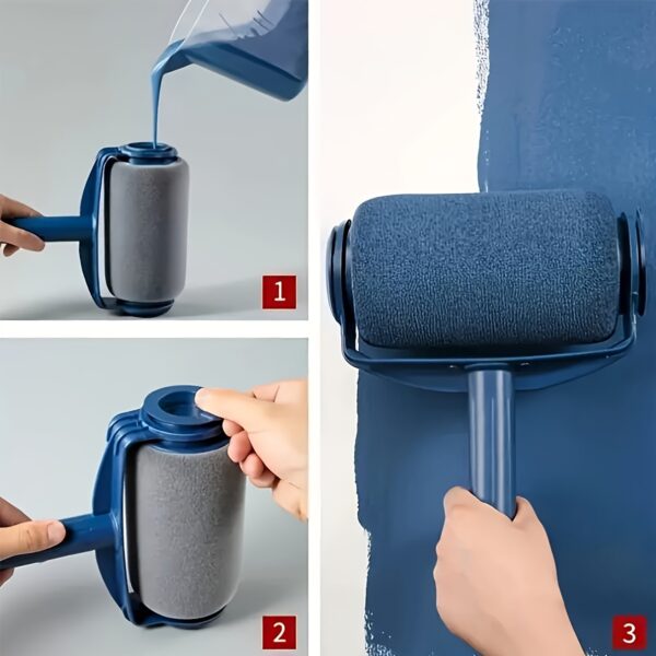 1pc Home Paint Roller Set with Extension Pole - Large Self-Suction Brush, Suitable for Latex and Wall Paint, Achieve Smooth and Even Coatings, Easy-to-Use Paint Roller Assembly - Image 3