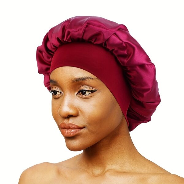 Elastic Band Cap For Brimmed Night Hat Bath Cap Extra Large Satin Silky Bonnet - Image 9