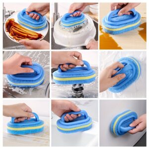 1pc, Sponge Cleaning Brush With Handle, Bathroom Bath And Tile Scrub Brush, Kitchen Cleaning Sponge Wipe, Dishwashing Sponge Brush, Pot Brush, Durable Cleaning Sponge, Power Decontamination, Cleaning Supplies, Back To School Supplies