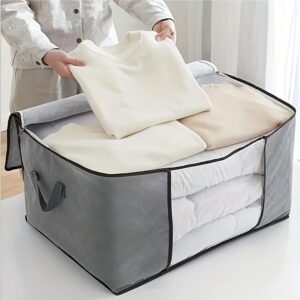 Large Clothing Storage Bag, Clothing Organizer With Clear Window, Storage Box Container For Blankets