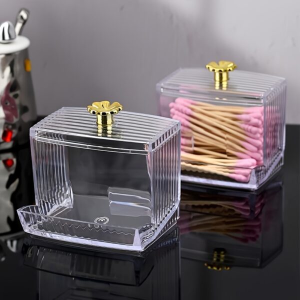 1pc Clear Acrylic Swab Holders With Wooden Lid, Dust-proof Storage Jars For Swab, Jewelry, Powder Puffs, Beauty Eggs, Household Storage Organizer For Dresser, Desktop, Bathroom, Home, Dorm - Image 14