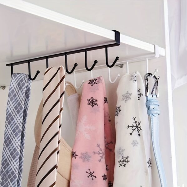 1pc Kitchen Shelf Storage Clothes Hanging Organizer Cup Holder Glass Mug Holder 6 Hooks Storage Rack - Image 8