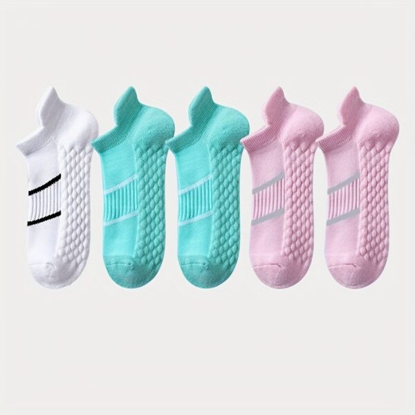 5pairs Men's Professional Sports Socks, Summer Thin Mesh Breathable Sweat-absorbing Anti-odor Ear Lifting Heel Guard Short Socks - Image 20