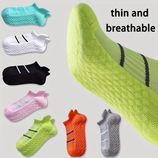 5pairs Men's Professional Sports Socks, Summer Thin Mesh Breathable Sweat-absorbing Anti-odor Ear Lifting Heel Guard Short Socks - Image 2