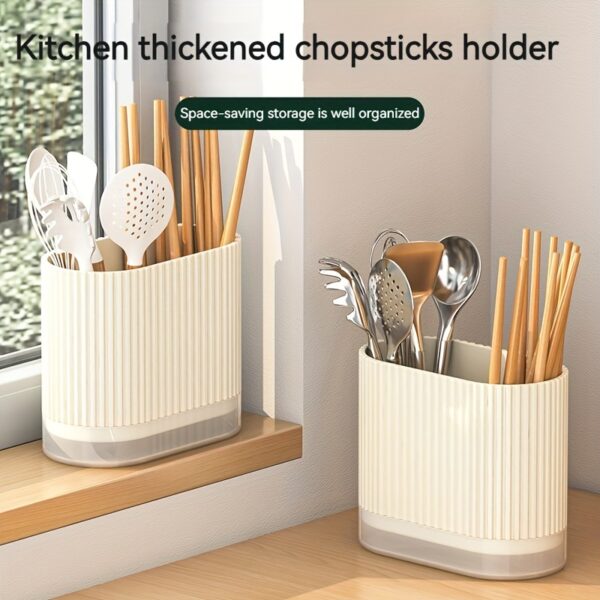 1pc Utensil Holder, Countertop Knife & Fork Storage Drain Box, Multifunctional Plastic Rectangular Drainage Fridge Box, For Spatula, Spoon, Knife, Chopsticks And Fork, Household Storage Supplies
