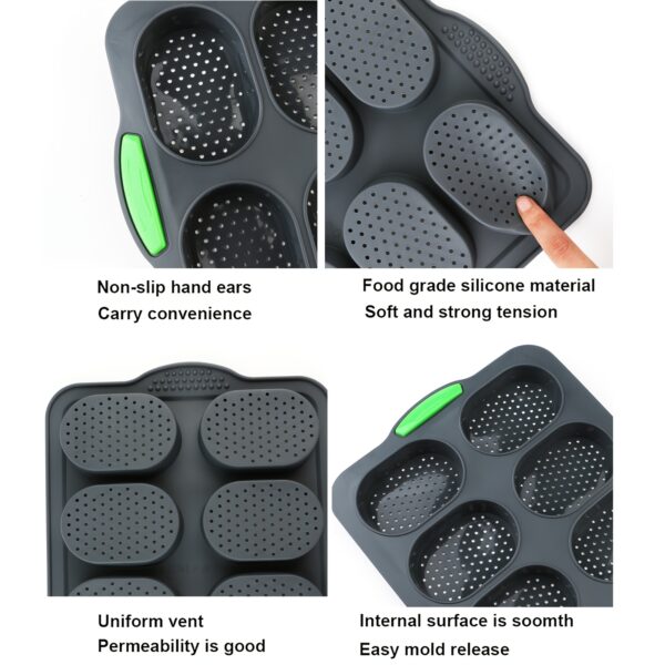 1-Pack Non-Stick Bakeware - 8-Cup (7+1) Silicone Cookie, Pastry Pan, Burger, Hot Dog, French Bread, Baguette - Oven Safe to 446°F (230°C), Easy Clean, Perfect for Thanksgiving, Christmas, Easter, Halloween, Hanukkah - Commercial & Home Kitchen Use, Baking - Image 5