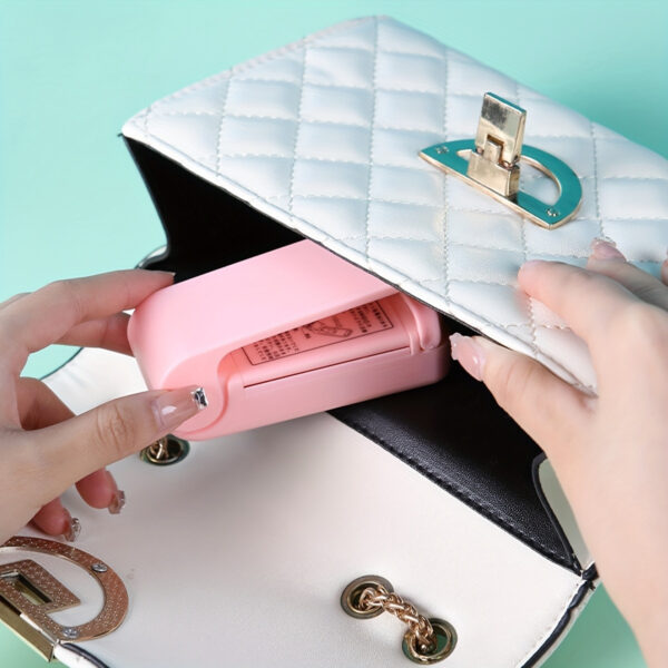 1pc Mini Handheld Snack Sealer – Compact ABS Plastic Bag Sealer for Freshness, Easy-to-Use Kitchen Gadget in White/Pink, Battery Operated (AA Batteries Not Included), Mini Bag Sealer - Image 23
