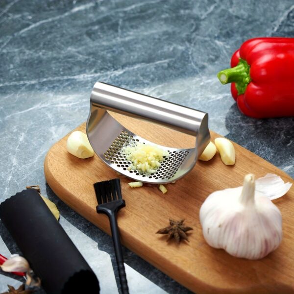 1pc, Garlic Press, Stainless Steel Garlic Press, Rocker Metal Garlic Mincer, Washable Garlic Crusher, Kitchen Garlic Chopper, Garlic Masher, Kitchen Stuff, Kitchen Gadgets Kitchen Accessories - Image 19