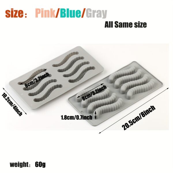 Vibrant Silicone Worm Mold - Non-Stick, Easy Release, BPA-Free, Perfect for Halloween Decorations, Cake Making, Gelatin, Gummies, Chocolate Crafting, and Creative Food Presentation - Image 2