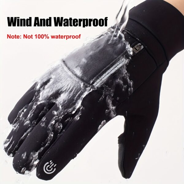 1pair Winter Windproof Waterproof Touch Screen Warm Gloves, For Outdoor Cycling, Fishing, Running, Skiing Christmas Gift - Image 3