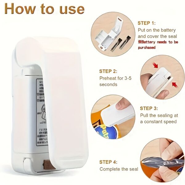 Mini Hot Bag Sealer Packaging Sealer Bag Hot Plastic Food Bag Sealing Portable Sealer Packaging Kitchen Accessories Household Vacuum Sealer: Keep Snacks Fresh, Easy To Carry! - Image 5