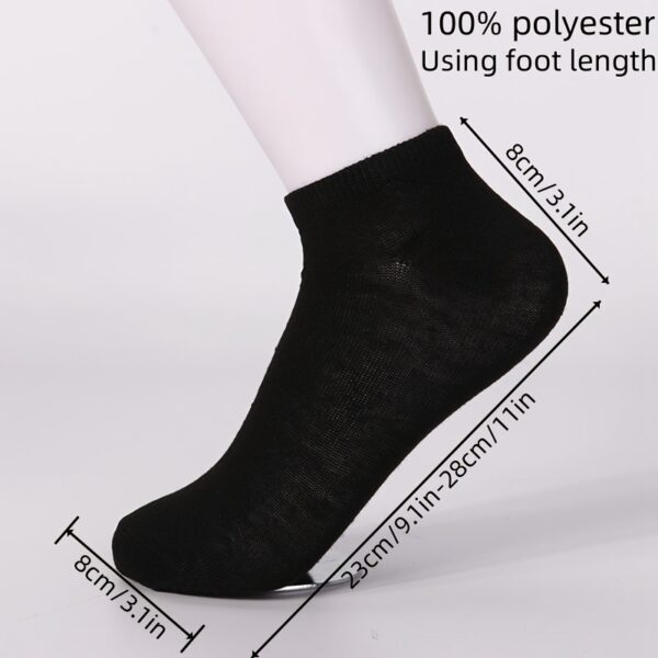 [Breathable Ankle Socks] 10/20 Pairs Breathable Ankle Socks - 100% Polyester Knit Fabric, Solid Color, Hand Wash Only, Sweat Absorbent Summer Thin Boat Socks, Cute Socks, Black, White & Grey - Image 6