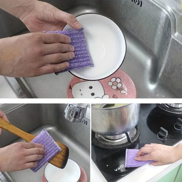 [4pcs Double-sided Cleaning Sponge] 4pcs, Kitchen Dishwashing Sponge, Does Not Hurt Pot Brush Pot Artifact, Household Double-sided Cleaning Sponge Wipe, Scouring Pad, Kitchen Scrub Sponge, Cleaning Supplies, Cleaning Tool, Back To School Supplies - Image 8