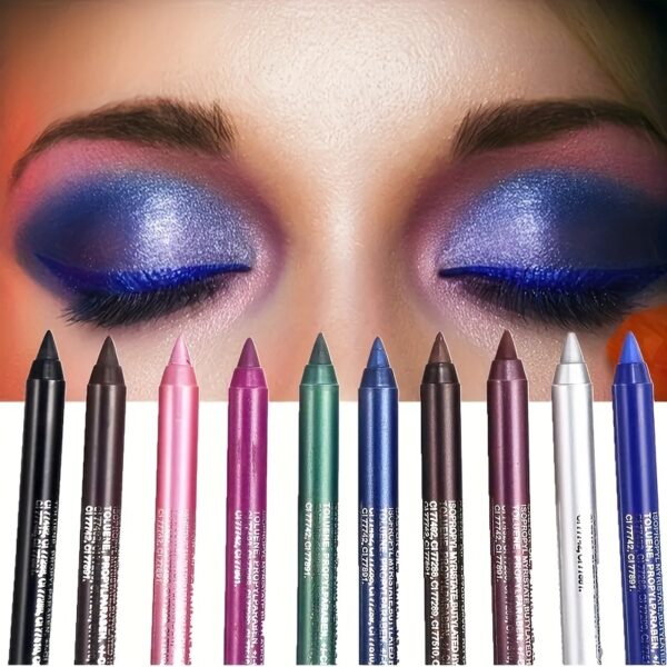 14-Color Colourful Eyeliner Pen, High Pigmented Pearly Glitter Shimmer Metallic Finish, Smokey Punk Gothic Style Eyeliner, Long Lasting Waterproof Eyeliner Stick For Music Festival - Image 8