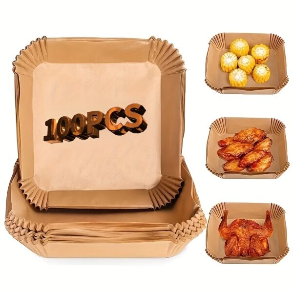 10/50/100pcs Disposable Square Paper Air Fryer Liners, 6.3'' Large Size Paper Basket Bowls, Non-Stick Baking Trays, Oven Accessories, Multi-Functional Kitchen Gadgets & Accessories - Image 5