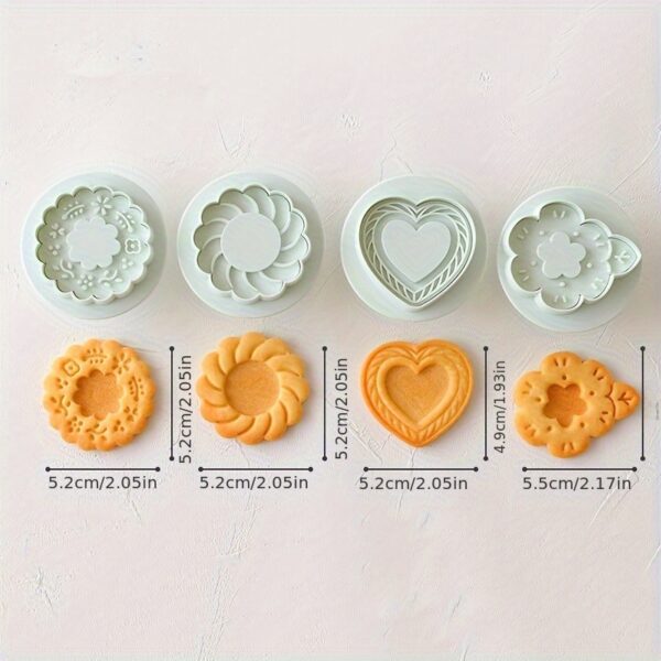 4pcs/Set Fruit Jam Sandwich Cookie Cutter Mold Valentine's Day Love Flower Biscuit Stamp Embossers Pressed Kitchen Accessories back to school - Image 5