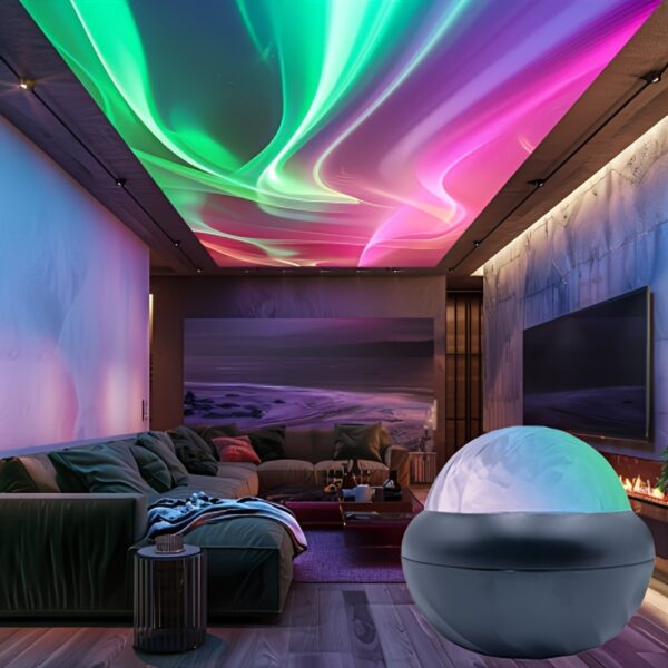 1pc USB-Powered LED Rainbow Light Projector - 360° Rotating Colorful Ambiance Lamp, Resin Material, Non-Rechargeable Button Battery, Ideal for Bedroom & Living Room Decoration, Unique Gift Idea - Image 9