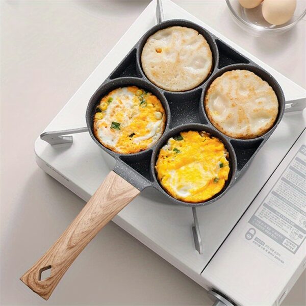 4-Hole Non-Stick Frying Pan with Maifan Stone Coating - Aluminum Handle, Perfect for Eggs, Pancakes, and More - Hand Wash Only, Induction Compatible, Kitchen Cookware | Modern Kitchenware | Durable Cookwar - Image 16