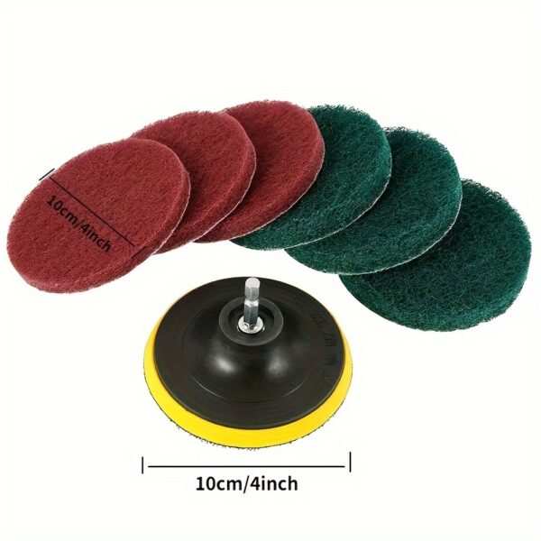 8PCS Power Drill Scrubber Brush Tile Cleaning Kit with Sanding Sponges, Green 180-240 Grits and Red 320-400 Grits - Bathroom Floor Tub Polishing Pads Home Cleaning Tools Set. - Image 4