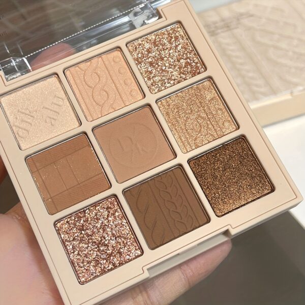 9-color Eyeshadow Palette Low Saturated Matte Pearly Glitter Velvet Texture Brown Color Taro Milk Tea Nude Pink Purple Eyeshadow Waterproof And Long-lasting Makeup - Image 10