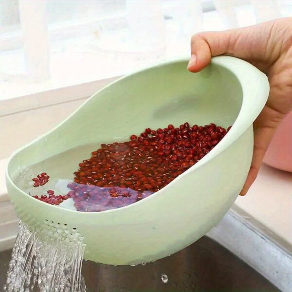 [Food-Safe Basket] 1pc Food-Safe Plastic Multi-Functional Kitchen Washing Basket Basin | Efficient Draining, Rinsing Rice, Vegetables & Fruits - Space-Saving Design for Small Kitchens & Dishwashing - Image 7
