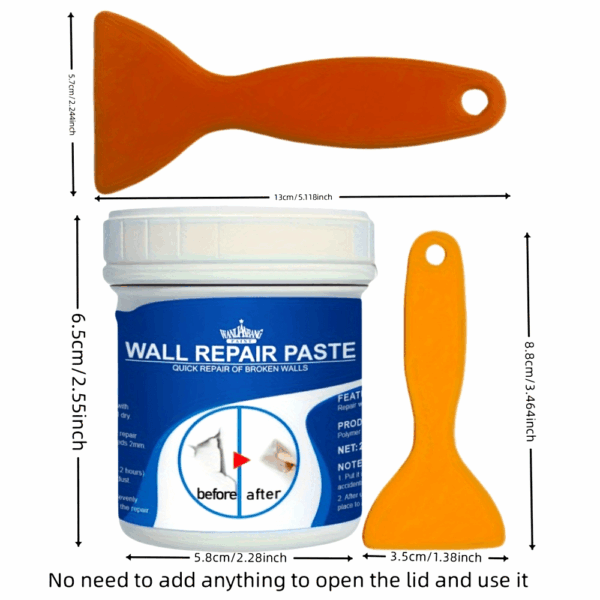 [Long-Lasting Hole Repair Putty] HOLE REPAIR PUTTY - Prevents cracks, durable and long-lasting - Easily repairs holes, cracks, dents and other plasterboard damage - Mild ingredients - Suitable for use on walls - Wall Putty - White, Odorless, Plasterboard - Image 18