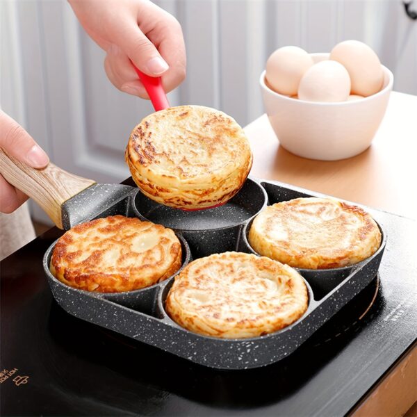 4-Hole Non-Stick Frying Pan with Maifan Stone Coating - Aluminum Handle, Perfect for Eggs, Pancakes, and More - Hand Wash Only, Induction Compatible, Kitchen Cookware | Modern Kitchenware | Durable Cookwar - Image 11