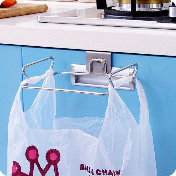 Stainless Steel Kitchen Trash Bag Holder - Easy Install, Wall-Mounted Garbage Storage Rack for Cabinet Door, Vegetable Scrap Holder | Modern Trash Solution | Stainless Steel Rack, Garbage Bag Holder - Image 8