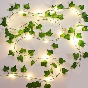1pc 20-led ivy leaves fairy string lights - battery-operated, whimsical green garland with warm white lights for bedroom, wedding, holiday decor - ideal for christmas, halloween, thanksgiving (batteries not included), string lights for bedroom | Shop   Trends | Temu United Kingdom - Color : Warm White